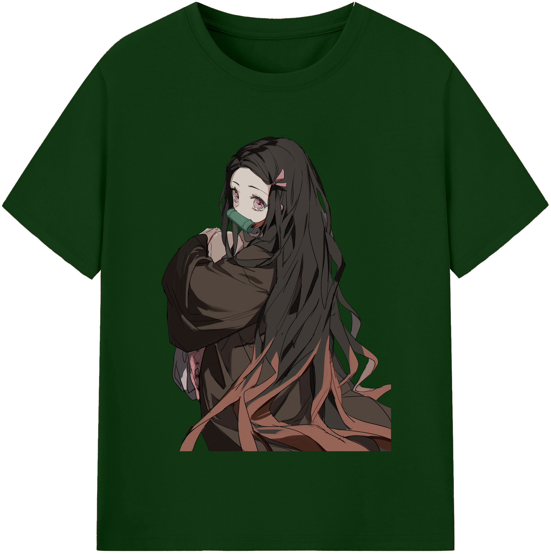 （画像用） 鬼滅の刃（きめつのやいば）竈門 禰󠄀豆子／かまど ねずこ Kamado Nezuko 綿100％半袖Tシャツ（フロントプリント）